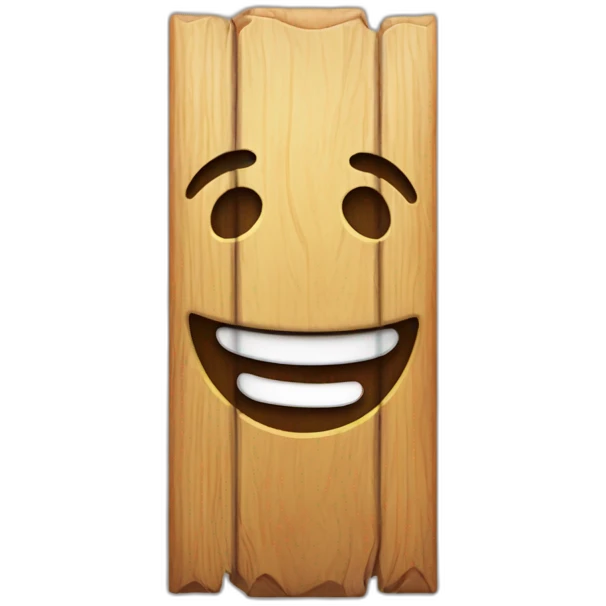 wooden vertical sign of a happy face emoji