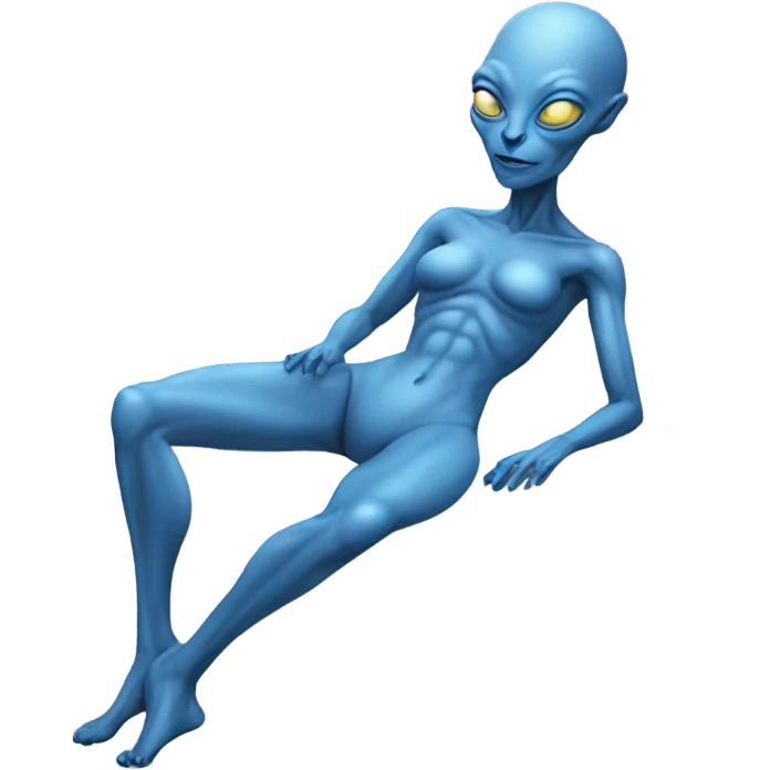 a blue alien woman , laying on the bed emoji