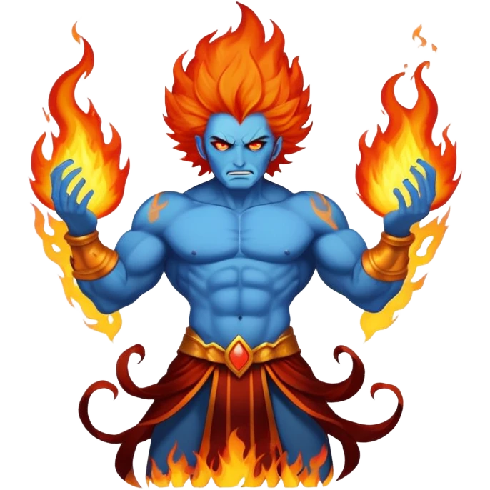 Hades blue god with flaming hair emoji