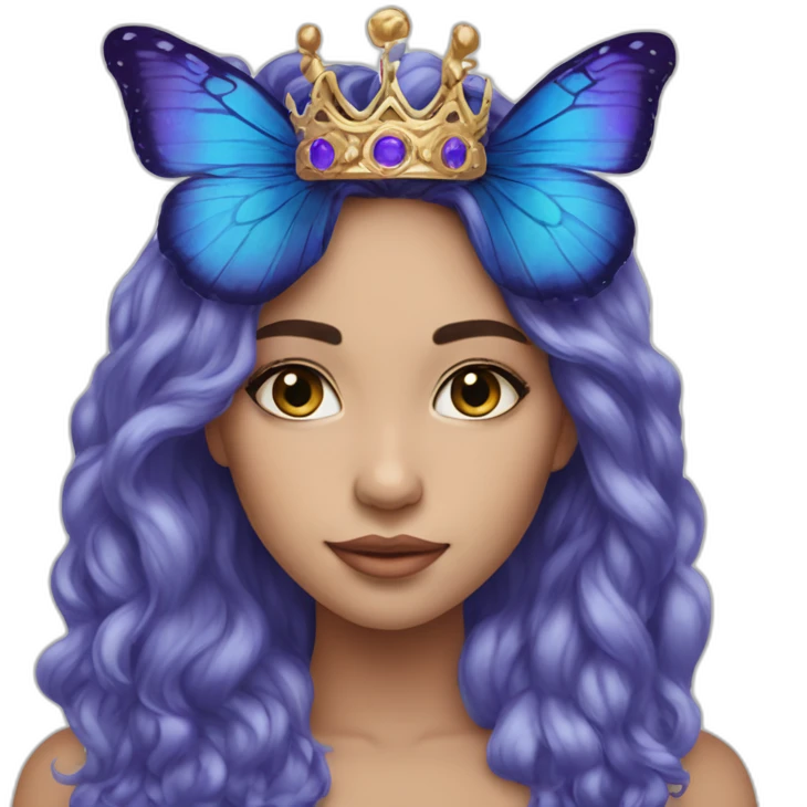 gorgeous-asion girl-blueandpurplebutterfly-crown-longhair emoji