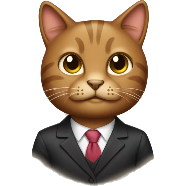 Brown cat wearing a suit emoji
