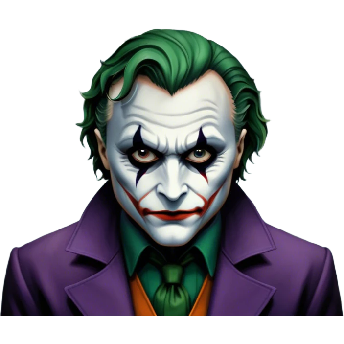 Thriller movie icon: A close-up collage with eerie, dramatic elements. Include the Joker, Hannibal Lecter, and a dark, moody Gotham City skyline in the background. The characters should look intense and shadowed, creating a tense atmosphere. Transparent background. emoji