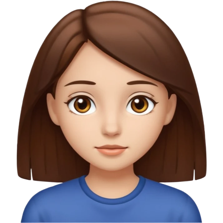 A girl with fair skin, brown eyes, and straight brown hair emoji