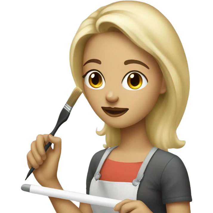 Blonde artist painting emoji
