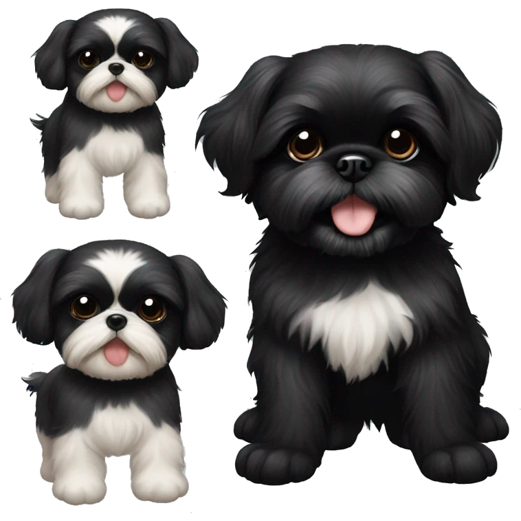 happy black shih tzu puppy and just black shih tzu dog emoji