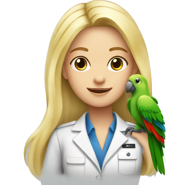 Vet blond long hair girl with parrot emoji