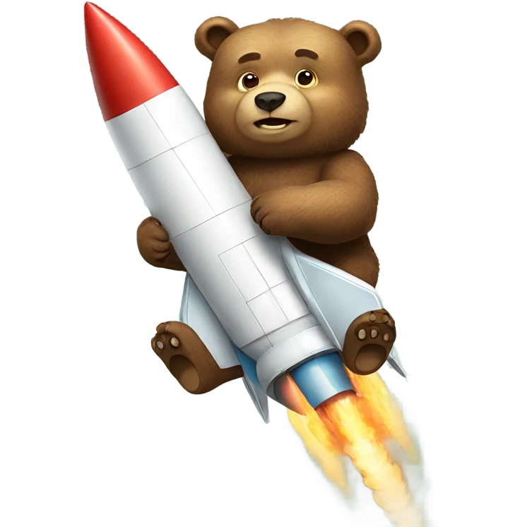 Bear sitting on a rocket emoji