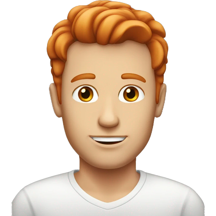 A white guy with red hair that is slightly long. He has a big forehead emoji