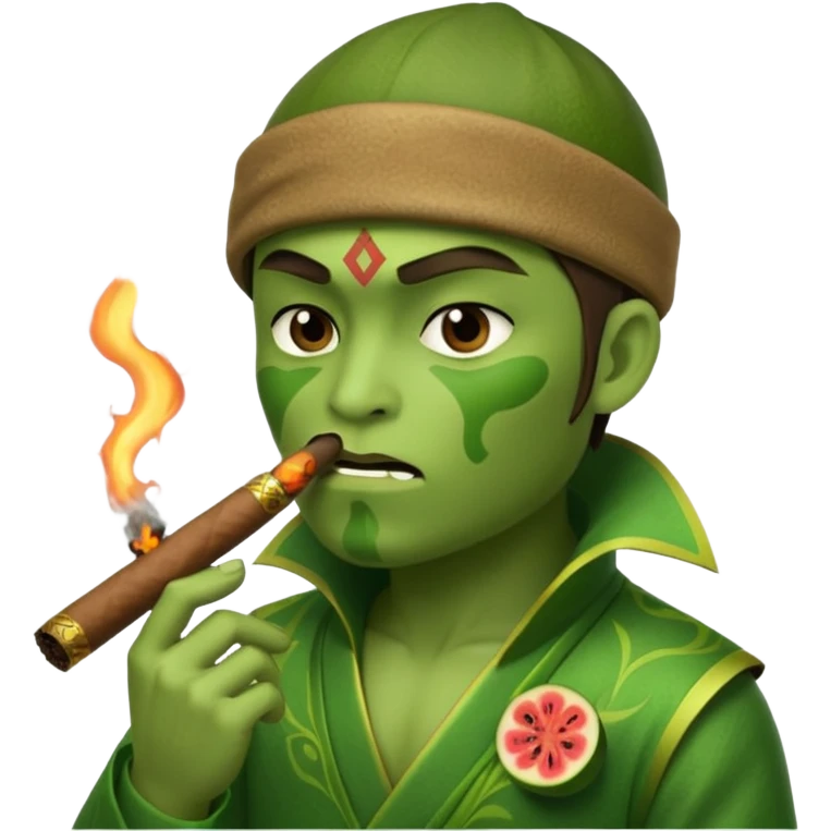 Fruit ninga smoking a cigar emoji