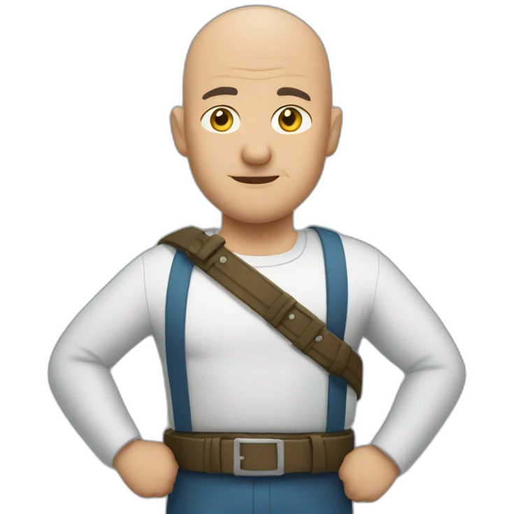 Bald dad holding belt menacingly emoji
