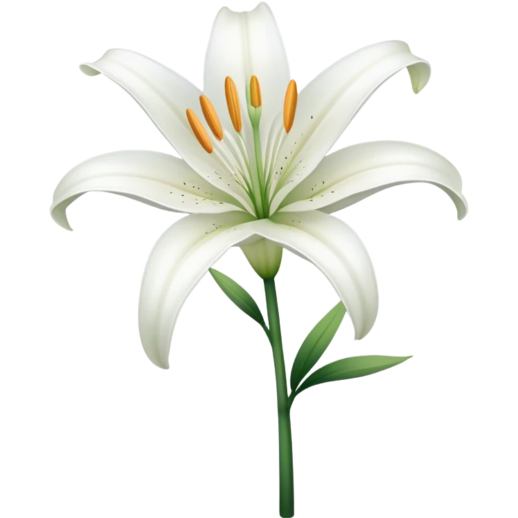 single White Lily, straight stem emoji