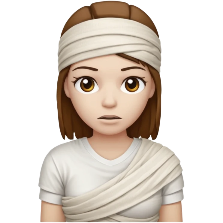 Mummy, his clothes:white T-shirt, brown hair emoji