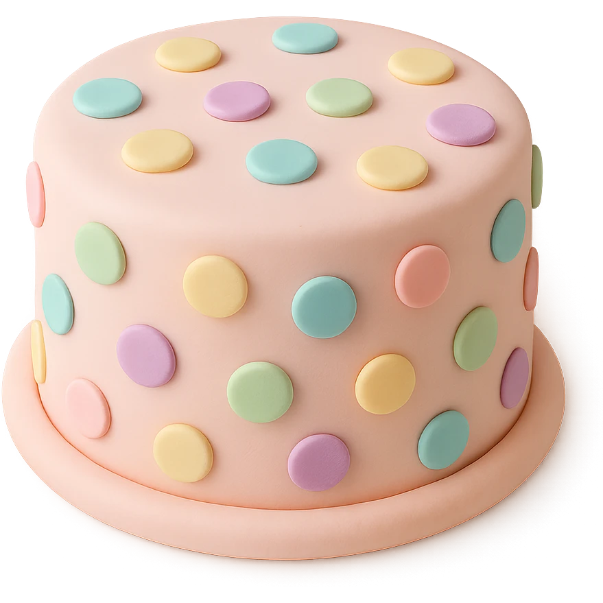 round fondant cake with polka dots emoji