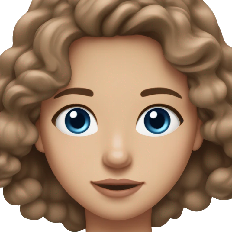 Medium skim tone teenage girl, wavy long brown hair, blue eyes, long eyelashes, light pink lips emoji