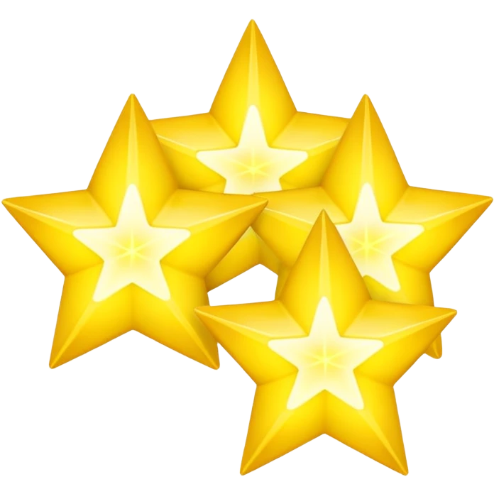 three glowing four-angled yellow stars - two big and one smaller emoji