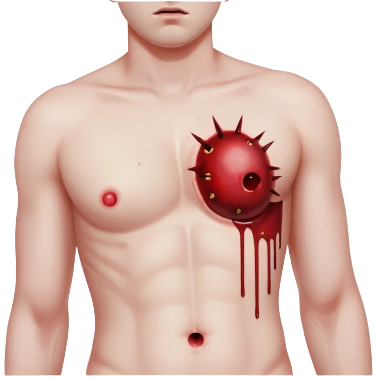Man with bullet holes in his stomach bleeding out emoji