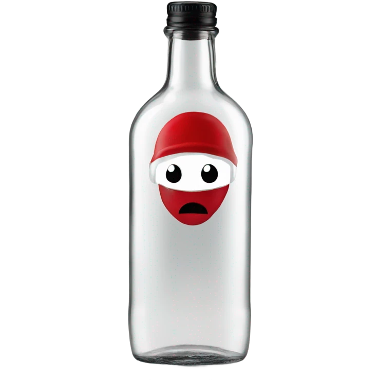 clear bottle with black and red label “RUMPZ” alcohol emoji