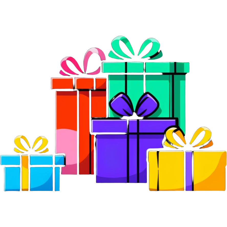happy birthday celebration with gifts and confetti emoji