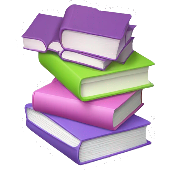 pink, lime green, lavender stack of books  emoji