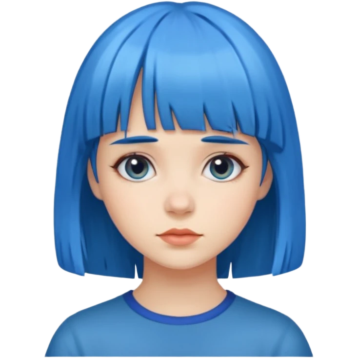 girl with bangs and blue hair emoji