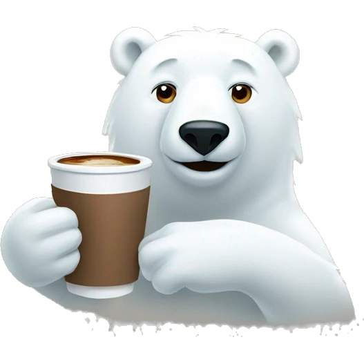 Polar bear drinking coffee emoji