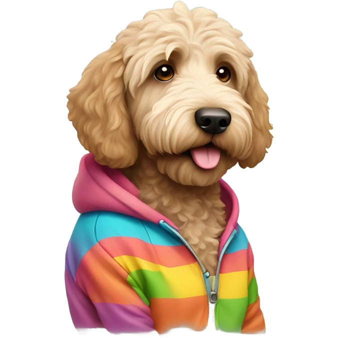 Labradoodle wears a hoodie  emoji