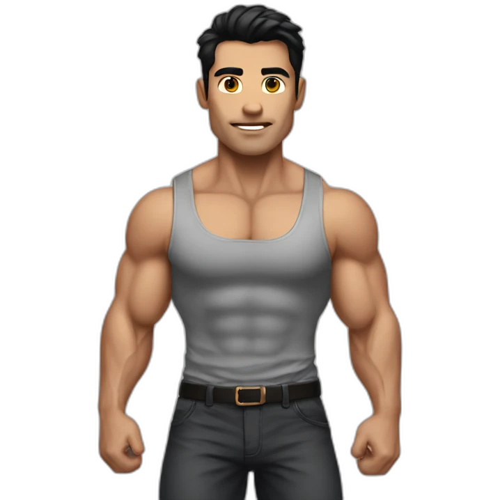 muscle-man-black-hair emoji