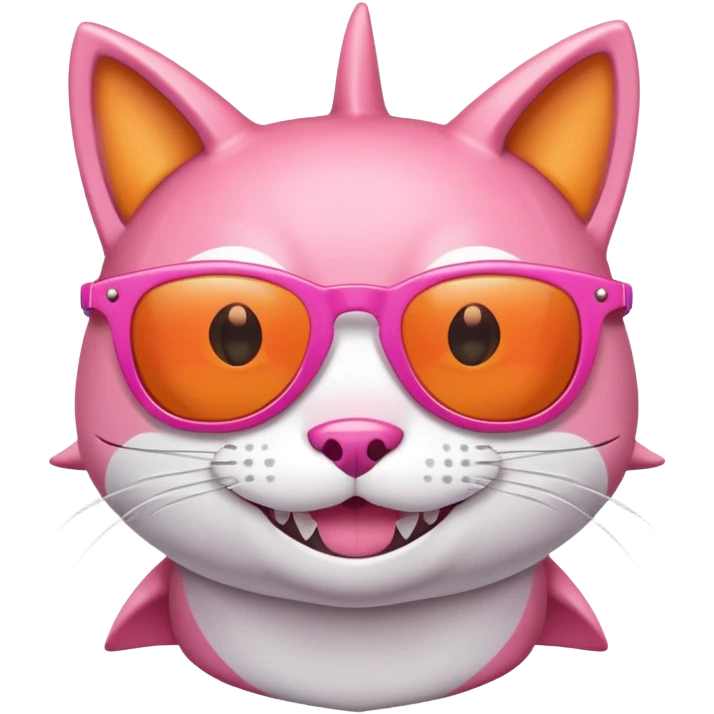 Pink shark cat orange sunglases smiling emoji