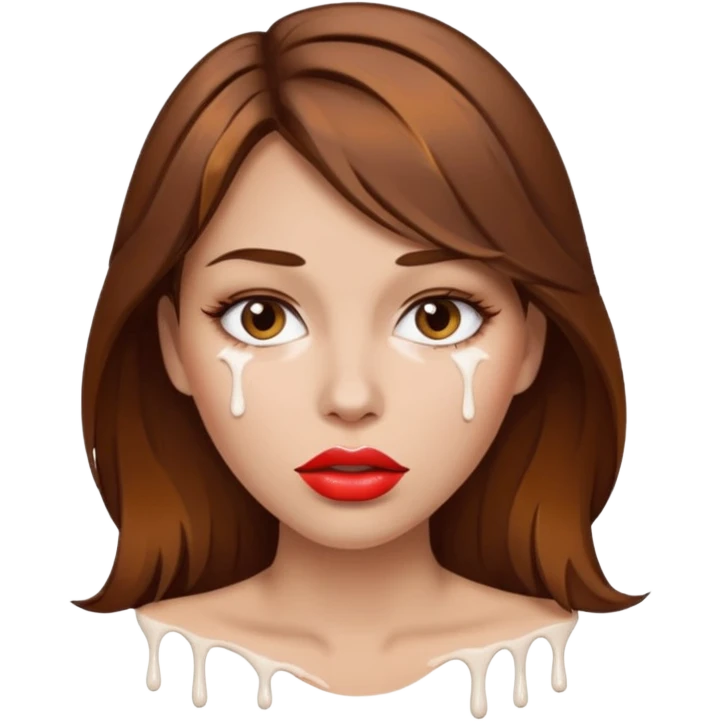 Brown Hair, Woman, white paint drip, face, hot, Sexy, lips emoji
