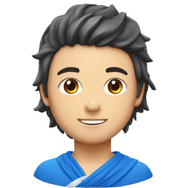 garçon aux cheveux bruns et yeux bleus avec bandana matrixé par le Japon emoji