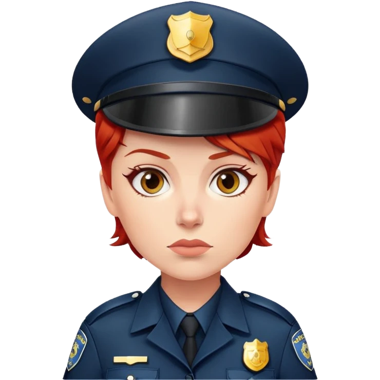 stern looking female cop with red hair emoji