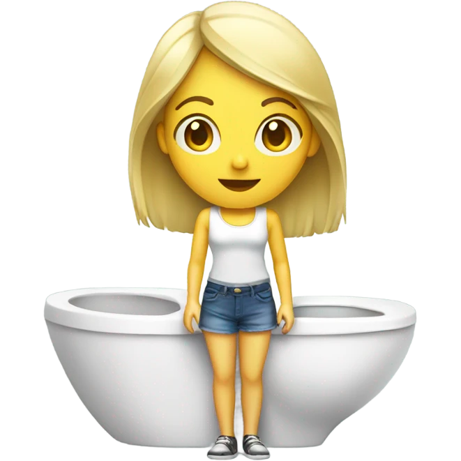 Blonde girl next to toilet emoji