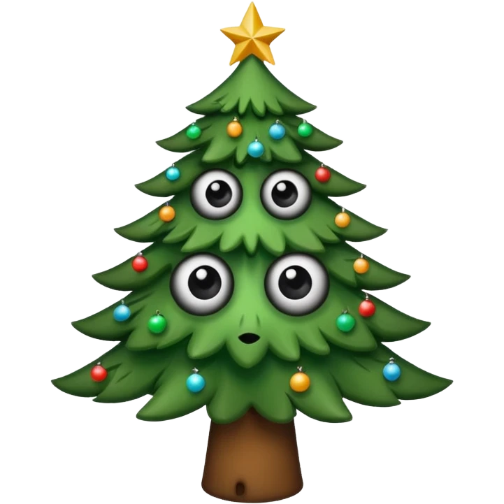 sapin avec deux gros yeux noirs emoji
