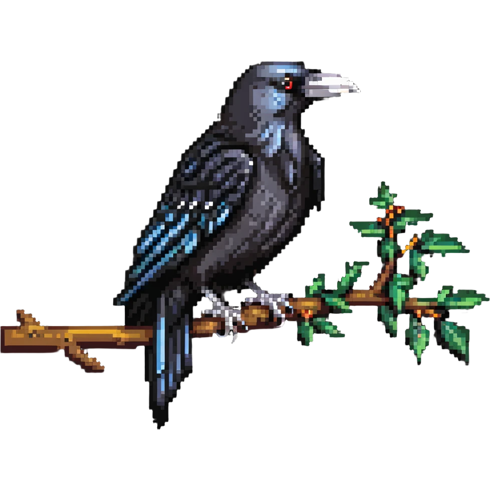 Crow perched on a branch emoji