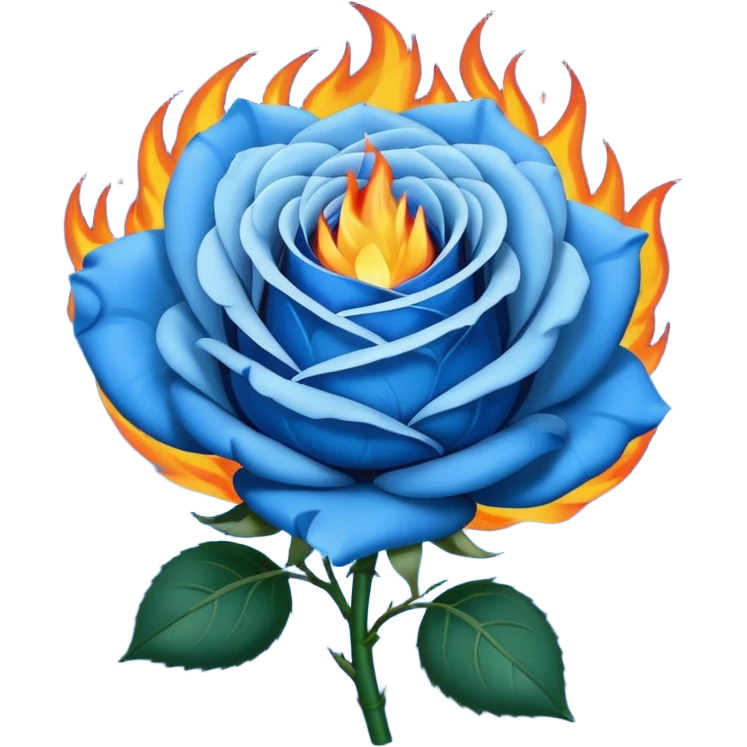 Blue rose in big flame emoji
