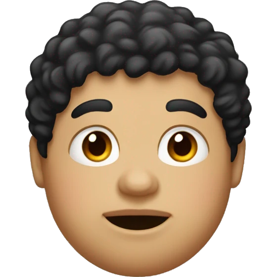 Fat boy with black curly hair and a mole on the left of his mouth emoji