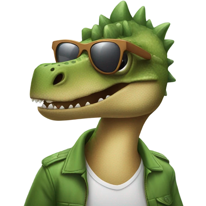 Dinosaur with sunglasses and haircut emoji