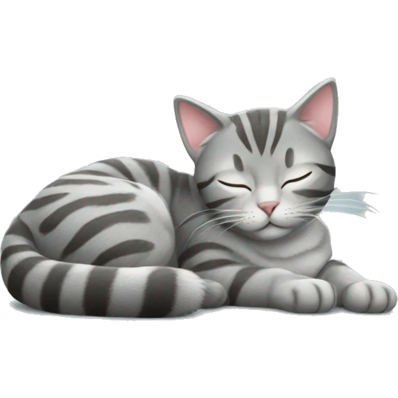 Silver tabby cat sleeping emoji