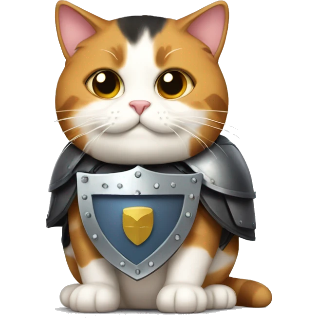 Fat calico cat with a shield  emoji