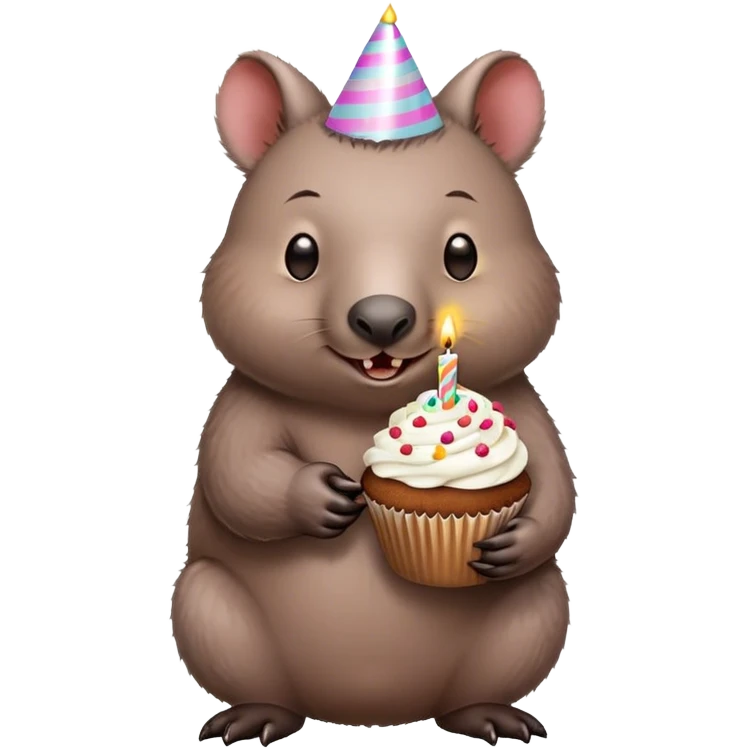 Wombat with birthday cupcake emoji