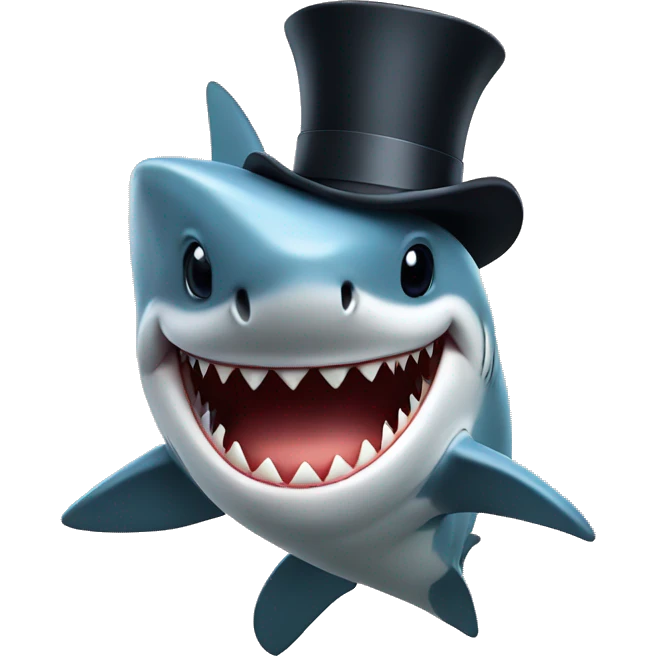 Shark with a top hat emoji