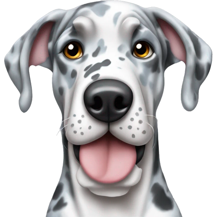 Blue Merle Great Dane with hearts on his eyes emoji
