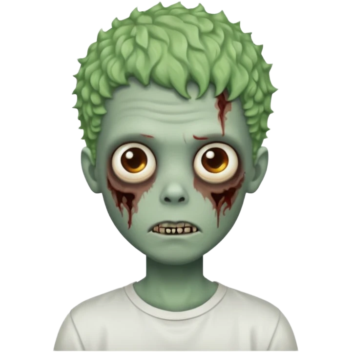 zombie boy with curly fade hair and white shirt emoji emoji