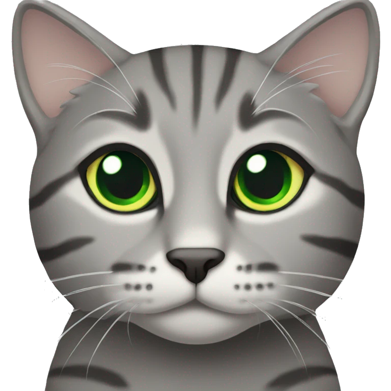 Gray tabby cat with green eyes emoji