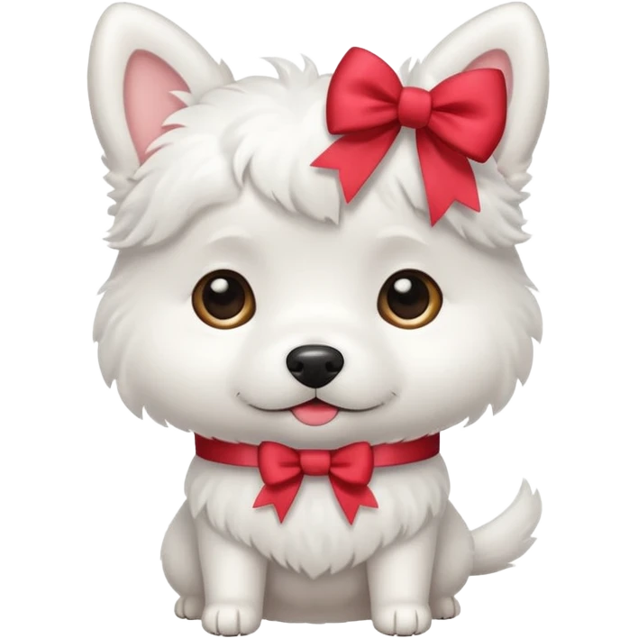 cute white dog with a bow emoji