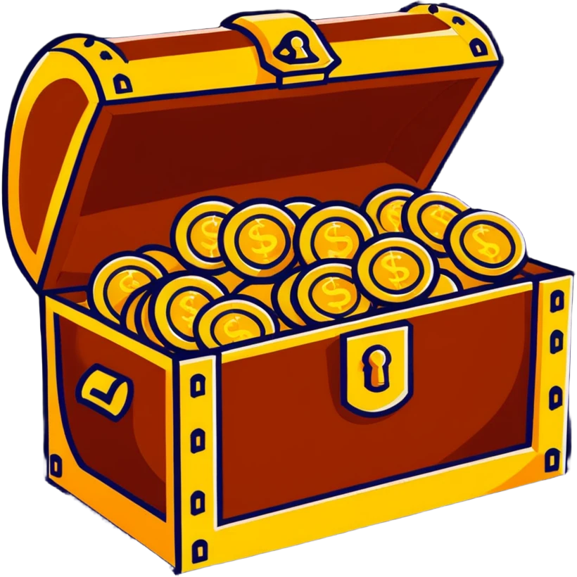 treasure chest with gold coins emoji