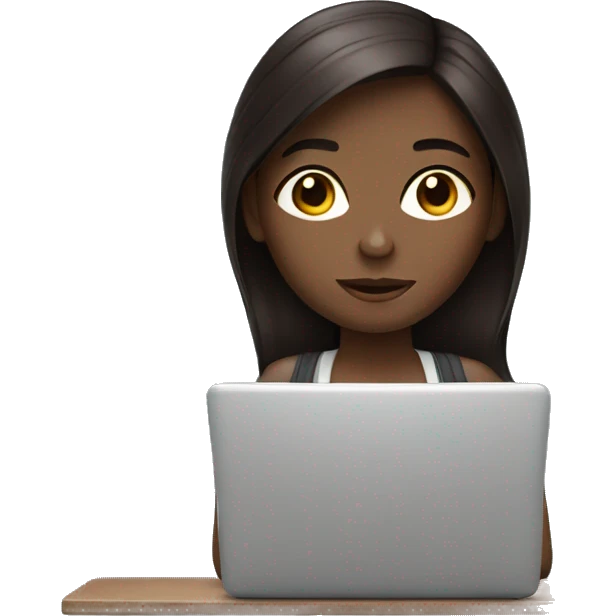 dark brown hair girl working remotely  emoji