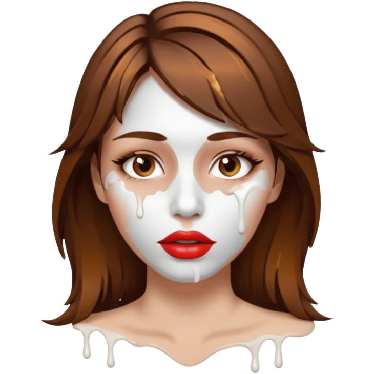 Brown Hair, Woman, white paint drip, face, hot, Sexy, lips emoji