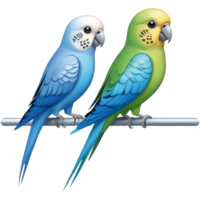 Pair of parakeets, one silver, and one blue emoji