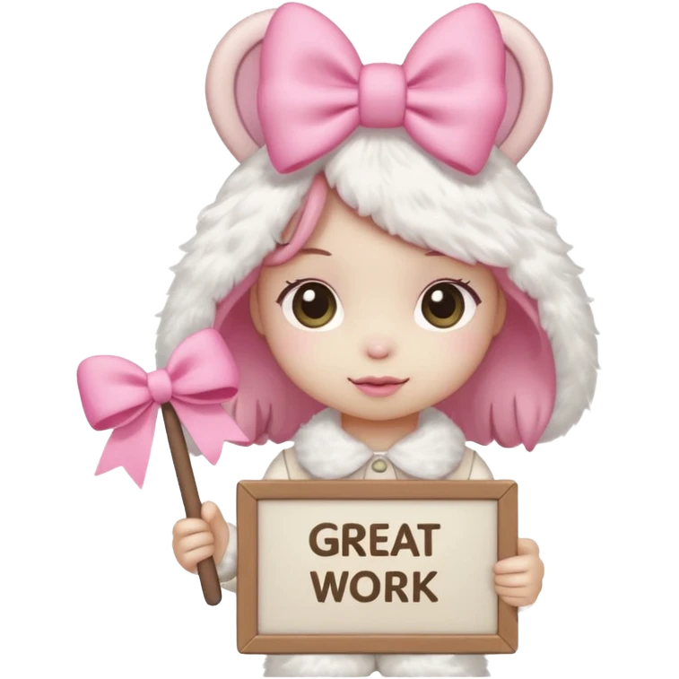 mymelody with sign that says great work emoji